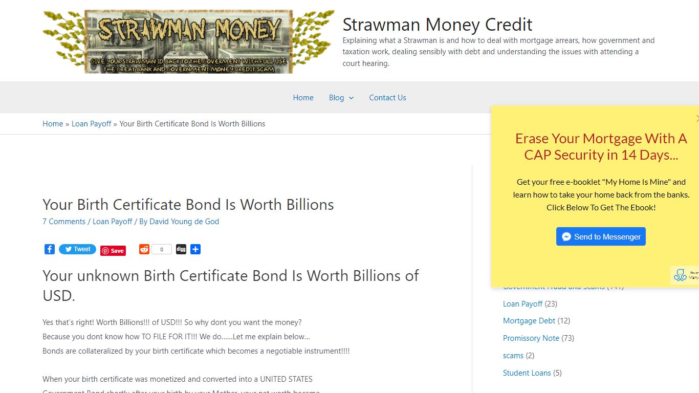 Your Birth Certificate Bond Is Worth Billions - Strawman Money Credit